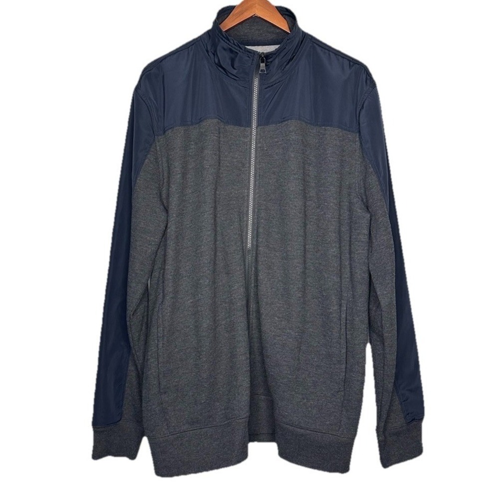 Gap Mens Size XL Blue Gray Colorblock Waffle Knit Nylon Full Zip‎ Outdoor Jacket